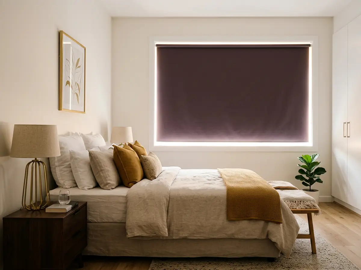 Blinds fitted in a bright open-plan lounge in a Six Fountains security estate home